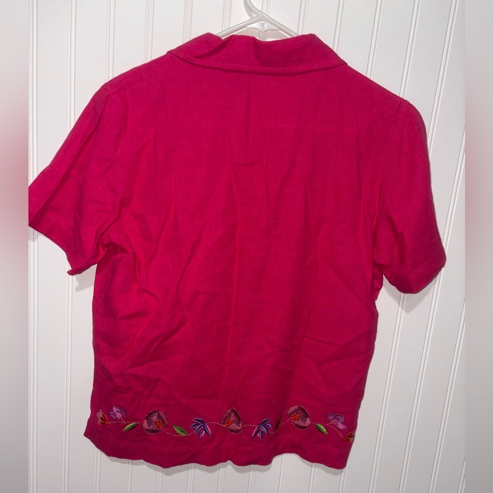 Kim Rogers Linen Blend Embroidered Blouse| Size Small - Picture 4 of 4